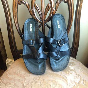 earth Black Leather Sandals